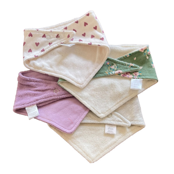 4-Set Baby Girl Unisex Baby Bandana Cotton Drool Bib Set, One Size - Picture 4 of 4